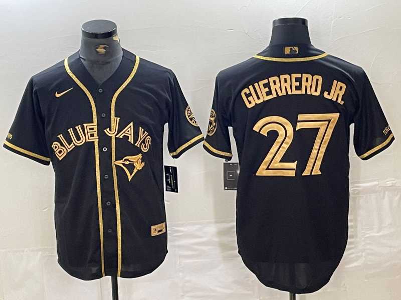 Men%27s Toronto Blue Jays #27 Vladimir Guerrero Jr Black Gold Cool Base Stitched Baseball Jersey->mlb womens jerseys->MLB Jersey